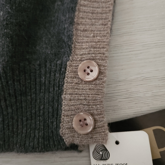 NWT Knit Wool VEST 100% Lambs Wool Vintage 80's Neutral Grandpa Grandma Academia - Picture 3 of 12